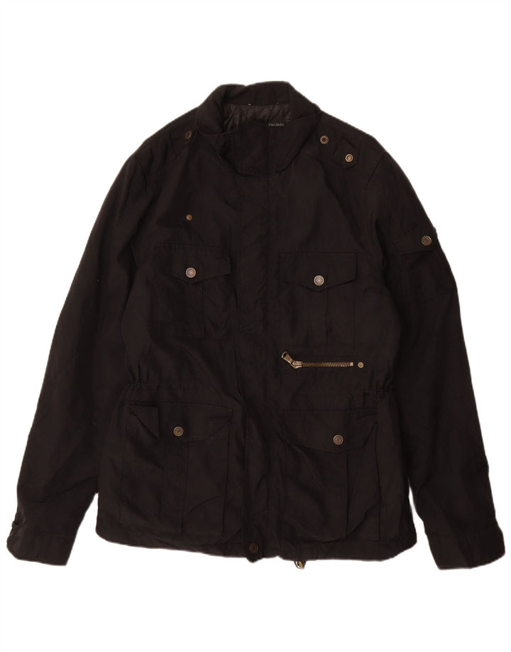 Calvin Klein Jeans Mens Military Jacket UK 40 Large Black Nylon
