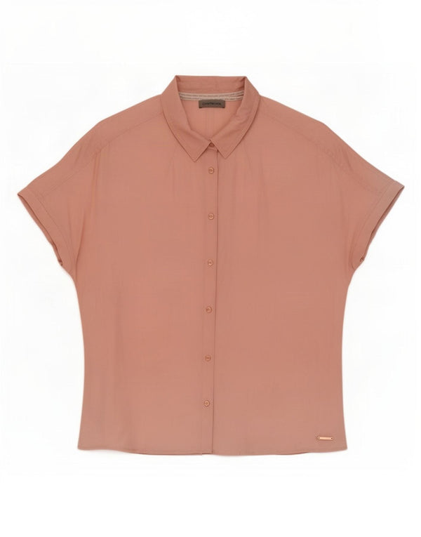 Calvin Klein Jeans Womens Short Sleeve Shirt Blouse UK 14 Medium Pink