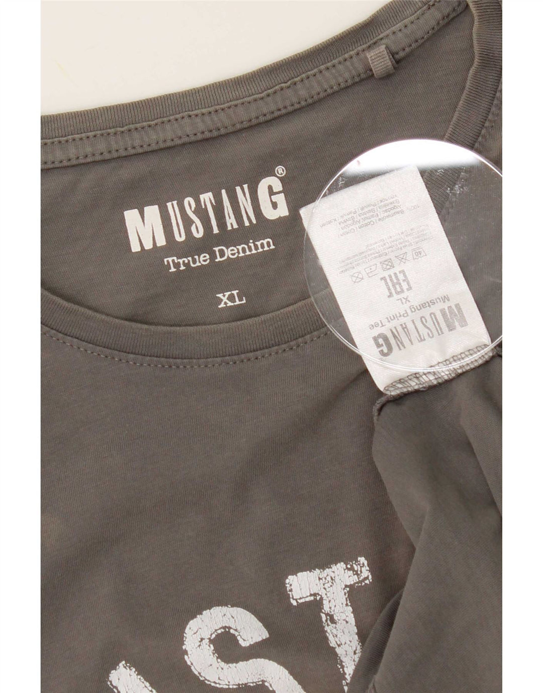 Mustang Mens Graphic T-Shirt Top XL Grey Cotton
