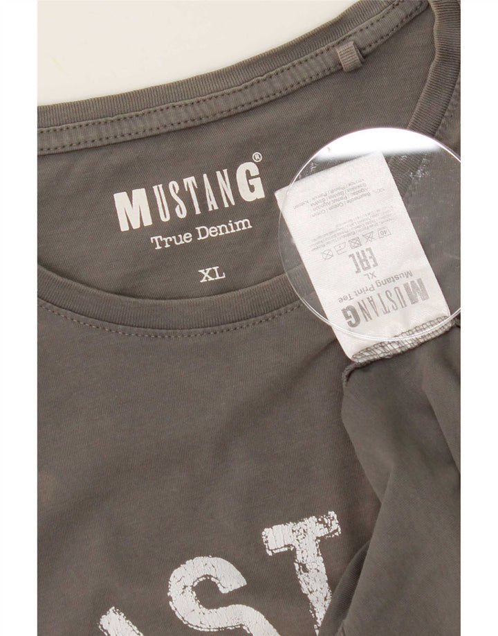 Mustang Mens Graphic T-Shirt Top XL Grey Cotton