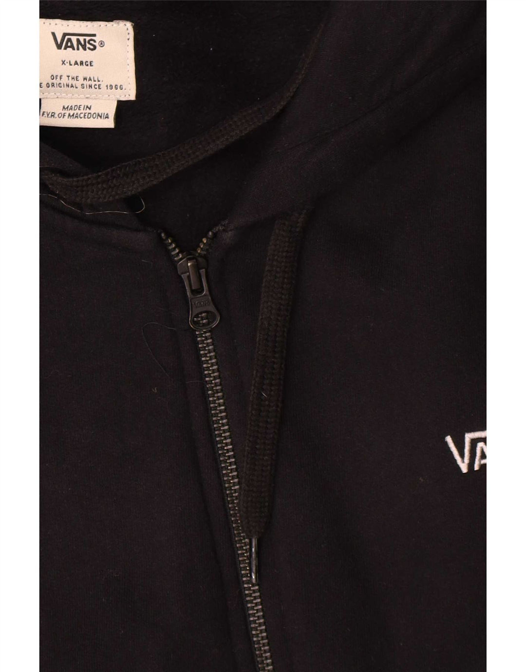 Vans Mens Zip Hoodie Sweater XL Black Cotton