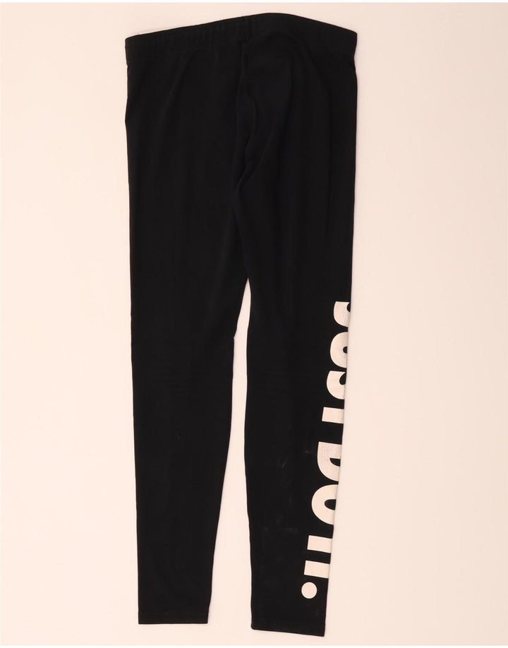 Nike Womens Graphic Leggings UK 12 Medium Black Cotton