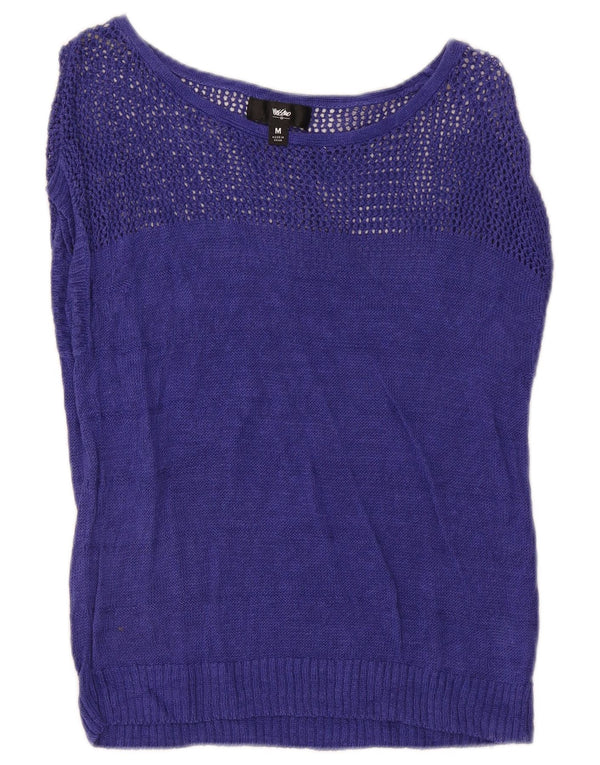 Mossimo Womens Sleeveless Blouse Top UK 12 Medium Blue Linen