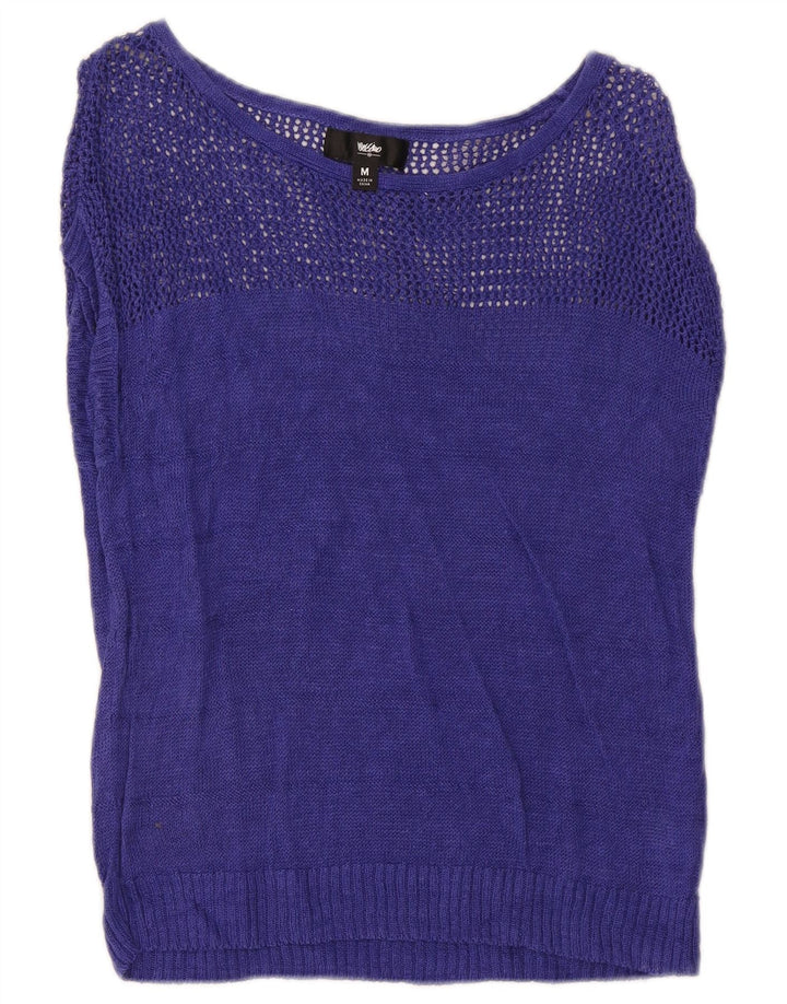 Mossimo Womens Sleeveless Blouse Top UK 12 Medium Blue Linen