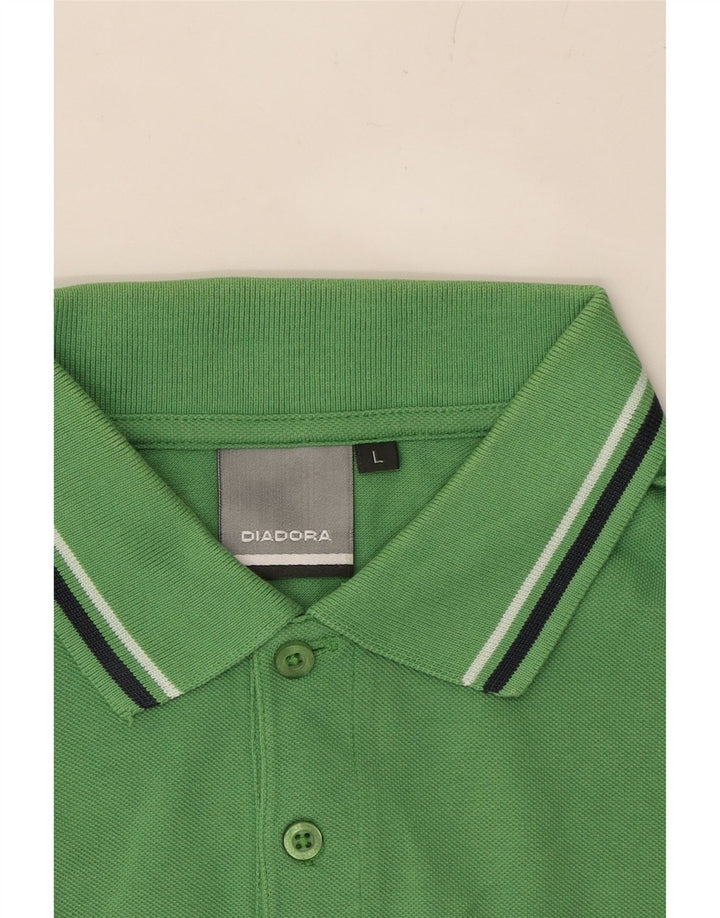 DIADORA Mens Polo Shirt Large Green Cotton Vintage Diadora and Second-Hand Diadora from Messina Hembry 