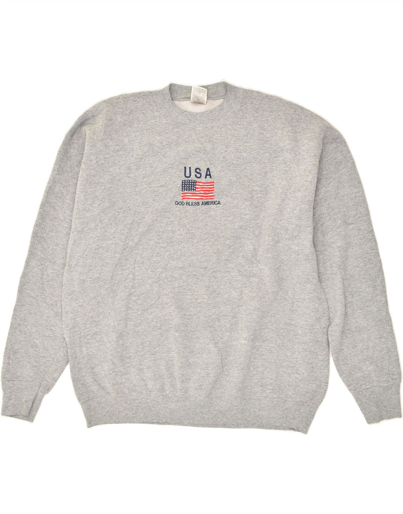 VINTAGE Mens Graphic Sweatshirt Jumper XL Grey Cotton | Vintage Vintage | Thrift | Second-Hand Vintage | Used Clothing | Messina Hembry 
