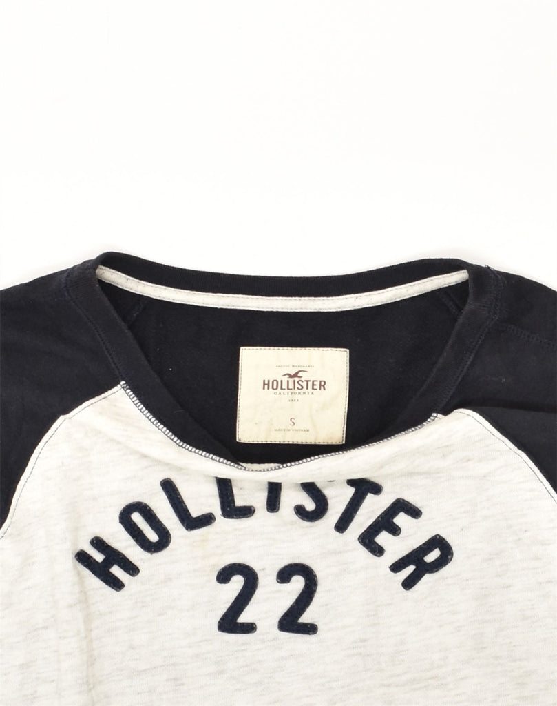 HOLLISTER Womens Loose Fit Graphic Top 3/4 Sleeve UK 10 Small Navy Blue | Vintage Hollister | Thrift | Second-Hand Hollister | Used Clothing | Messina Hembry 