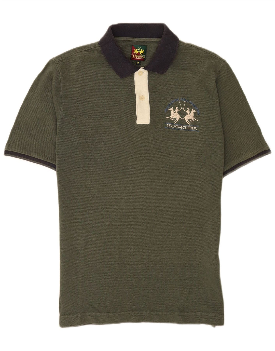 La Martina Mens Rugby Polo Shirt Medium Green Cotton