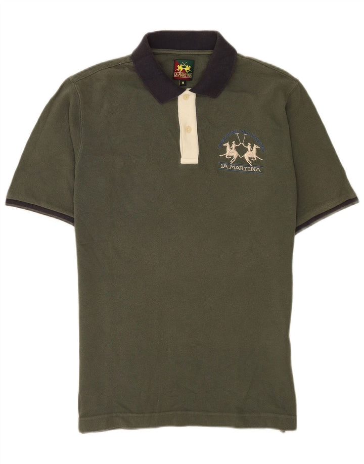 La Martina Mens Rugby Polo Shirt Medium Green Cotton