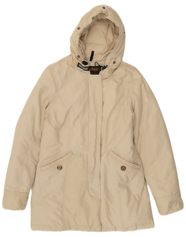 Woolrich Womens Hooded Padded Coat UK 14 Medium Off White
