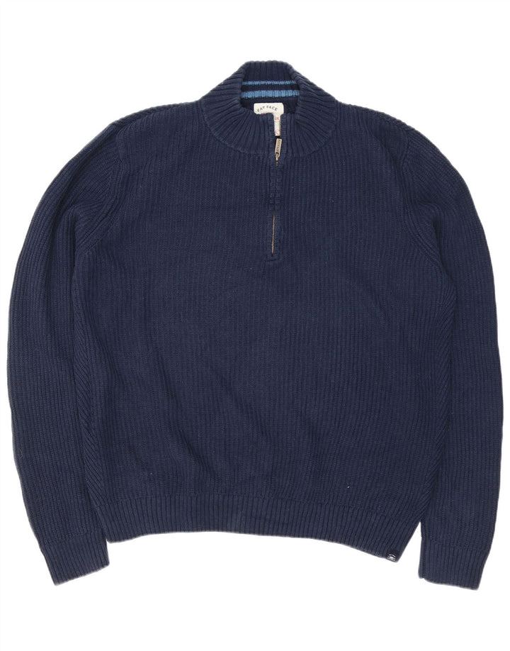 Fat Face Mens Zip Neck Jumper Sweater 2XL Navy Blue Cotton