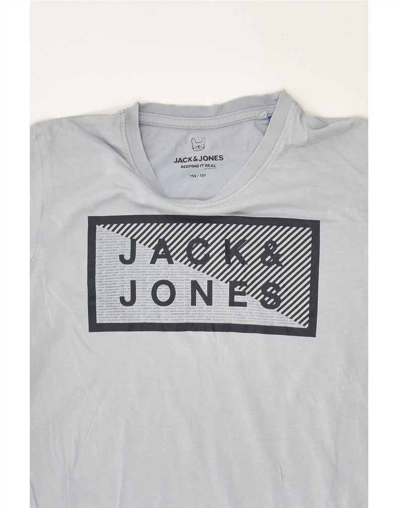 JACK & JONES Boys Graphic Top 3/4 Sleeve 11-12 Years Grey Cotton | Vintage Jack & Jones | Thrift | Second-Hand Jack & Jones | Used Clothing | Messina Hembry 