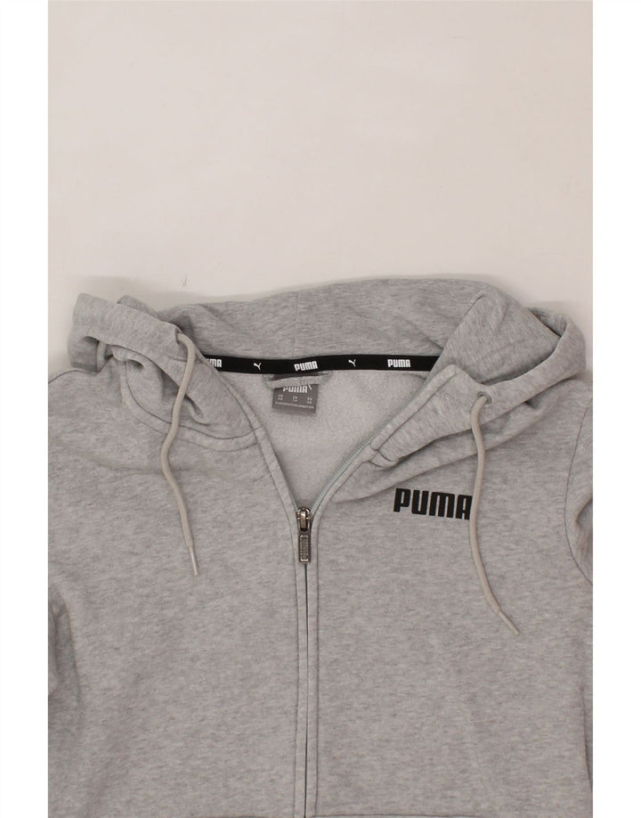 PUMA Womens Zip Hoodie Sweater UK 6 XS Grey Cotton Vintage Puma and Second-Hand Puma from Messina Hembry 