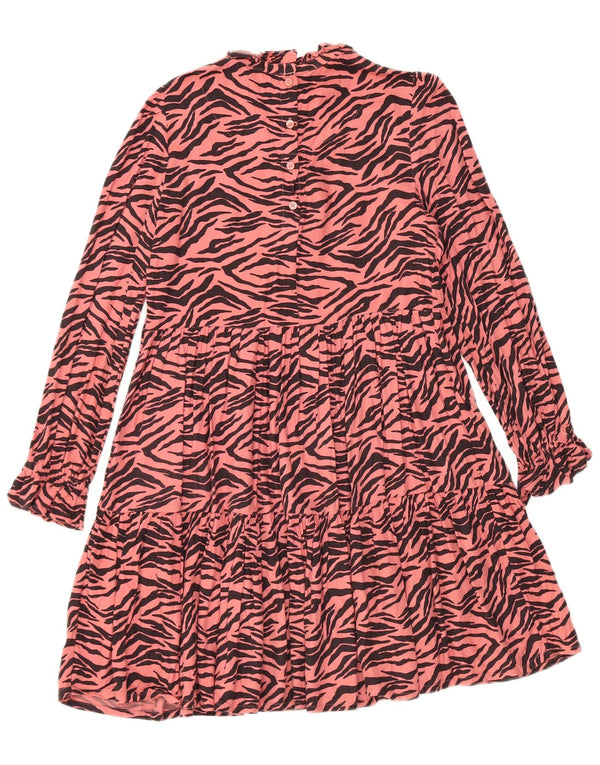 MARKS & SPENCER Girls Tiered Dress 11-12 Years Pink Animal Print