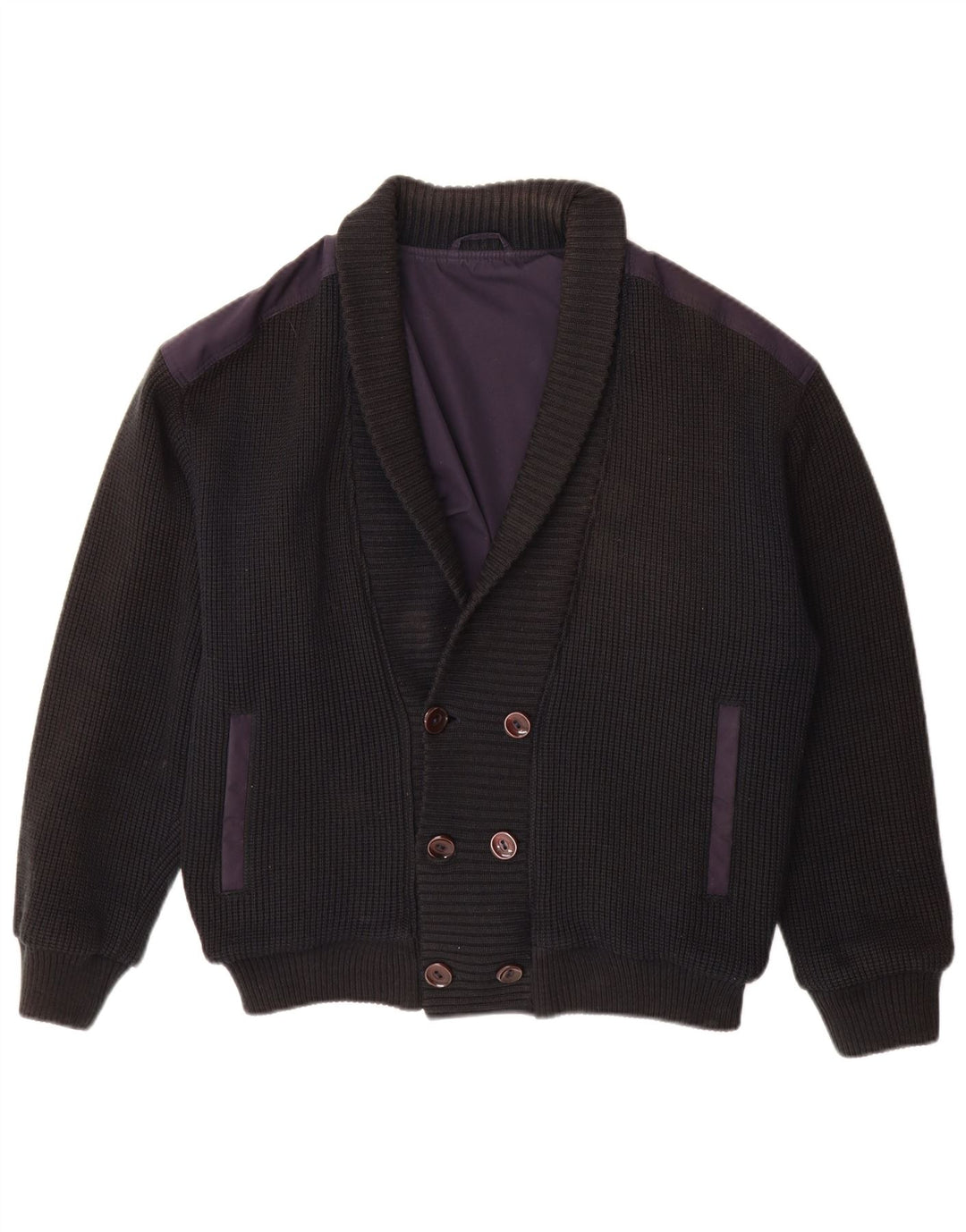 Vintage Mens Double Breasted Cardigan Sweater IT 48 Medium Navy Blue