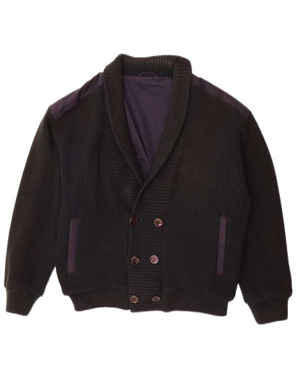 Vintage Mens Double Breasted Cardigan Sweater IT 48 Medium Navy Blue