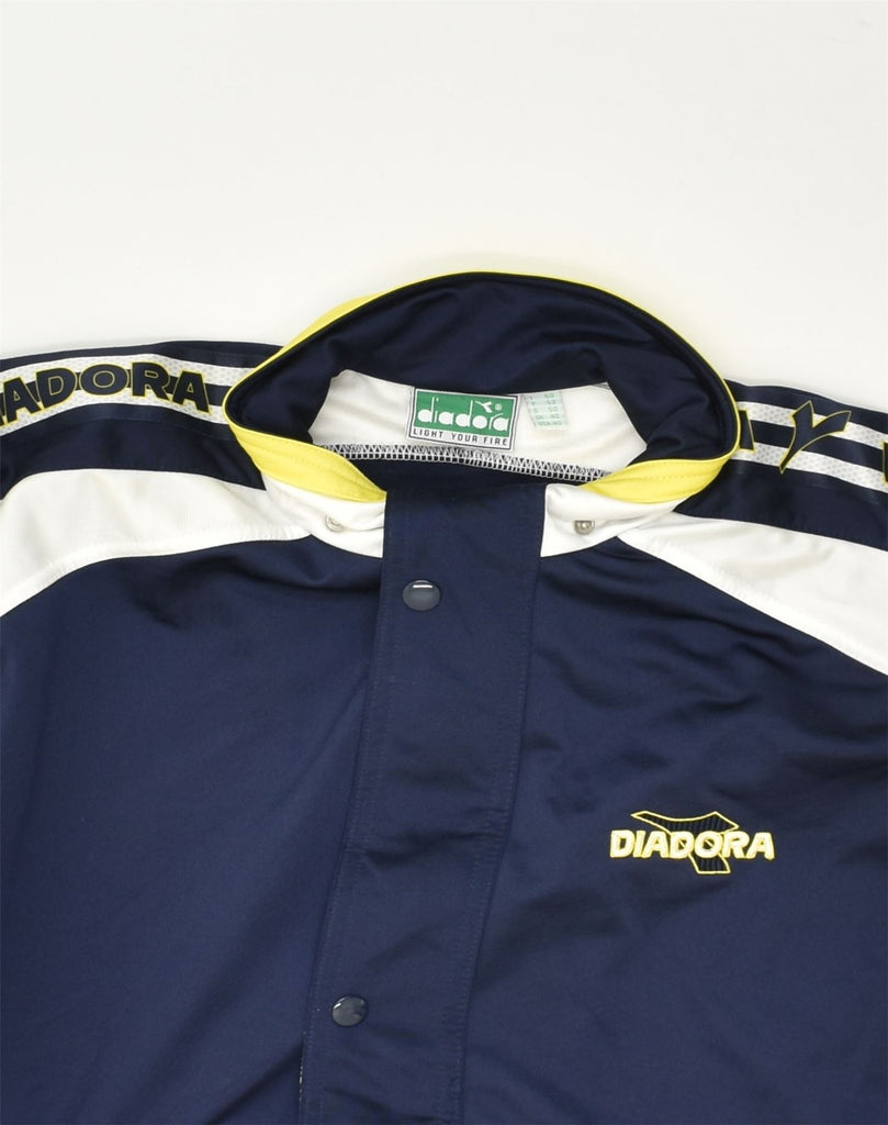 DIADORA Mens Tracksuit Top Jacket UK 40 Medium Navy Blue Polyester | Vintage Diadora | Thrift | Second-Hand Diadora | Used Clothing | Messina Hembry 