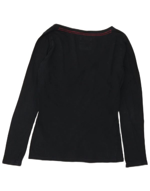 HOLLISTER Womens Top Long Sleeve UK 12 Medium Black Cotton