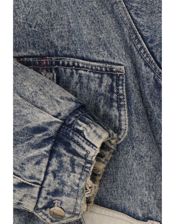 Vintage Mens Sherpa Denim Jacket IT 48/50 Medium Blue Colourblock Cotton