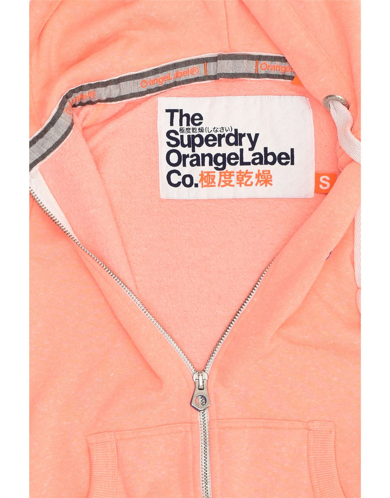 SUPERDRY Womens Zip Hoodie Sweater UK 10 Small Orange Flecked Polyester | Vintage Superdry | Thrift | Second-Hand Superdry | Used Clothing | Messina Hembry 