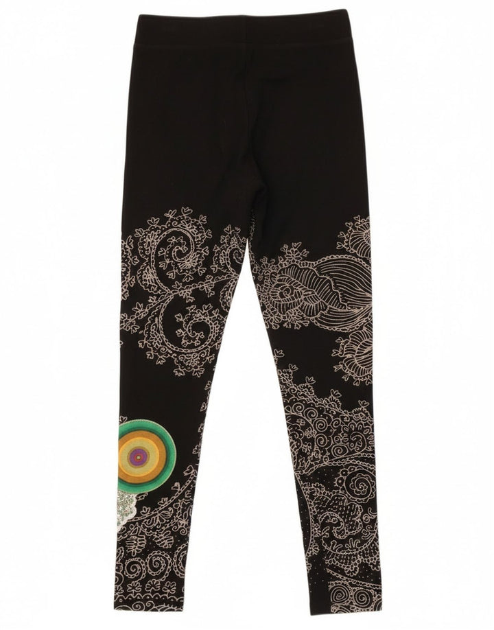 Desigual Womens Graphic Leggings UK 12 Medium  Black Paisley