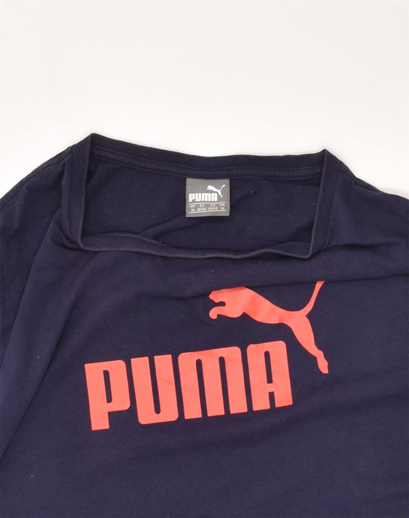 PUMA Mens Graphic T-Shirt Top XL Navy Blue Cotton | Vintage Puma | Thrift | Second-Hand Puma | Used Clothing | Messina Hembry 