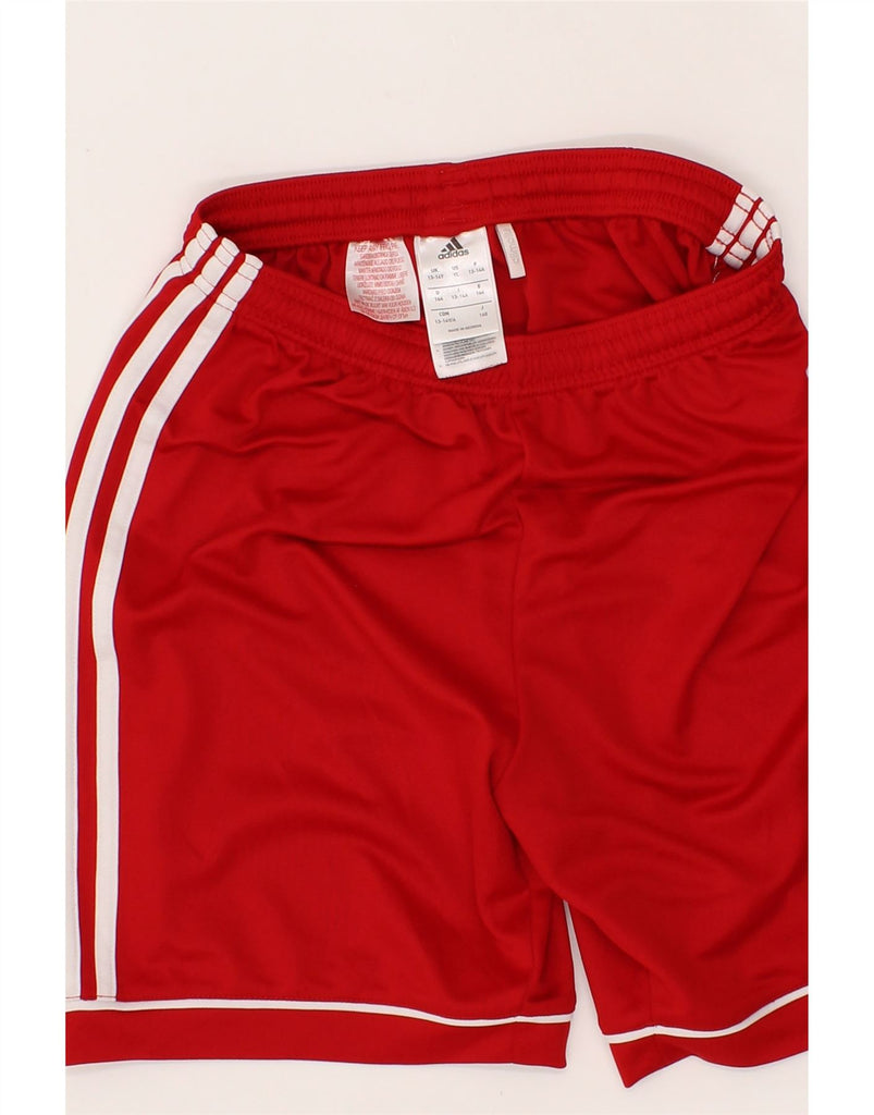 ADIDAS Boys Climalite Sport Shorts 13-14 Years  Red Polyester Vintage Adidas and Second-Hand Adidas from Messina Hembry 
