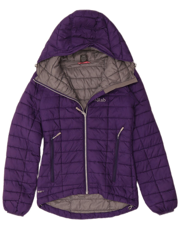 Rab Womens Hooded Padded Jacket UK 8 Small Purple Polyamide