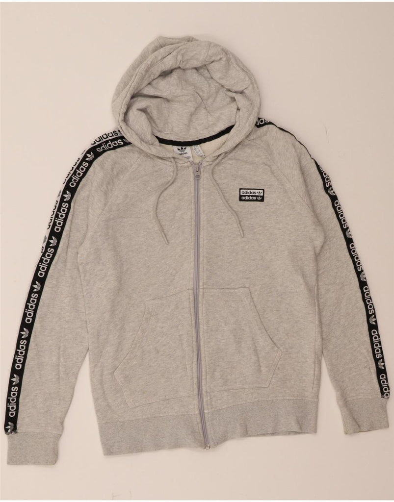 ADIDAS Womens Graphic Zip Hoodie Sweater UK 12 Medium Grey Cotton Vintage Adidas and Second-Hand Adidas from Messina Hembry 