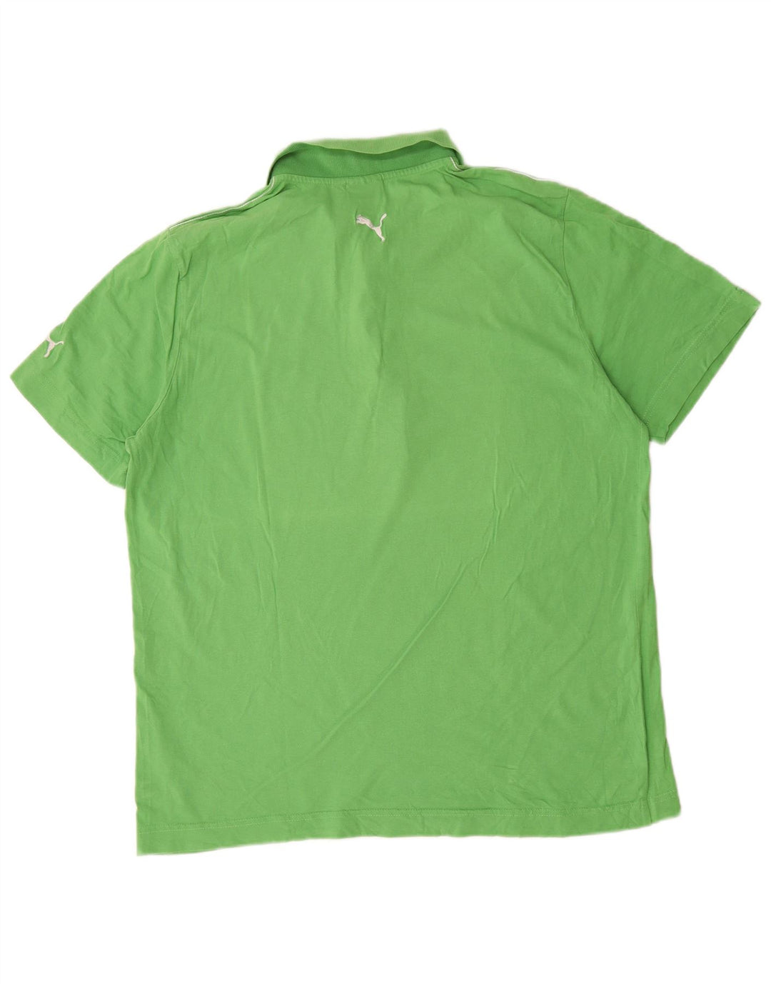 Puma Mens Polo Shirt XL Green Striped Cotton