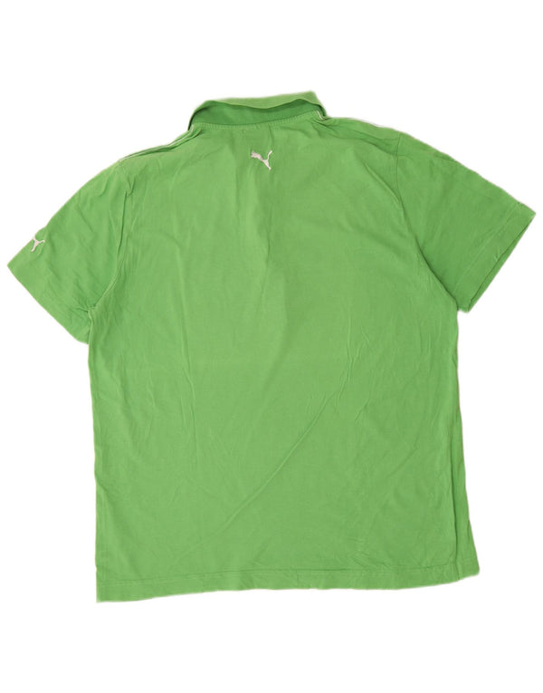 Puma Mens Polo Shirt XL Green Striped Cotton