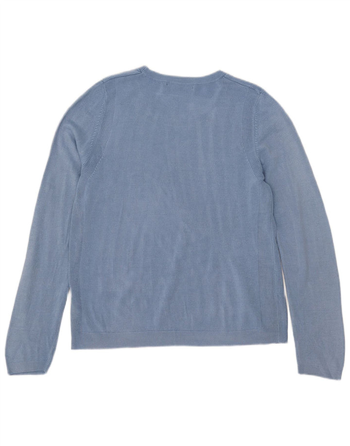 Marks & Spencer Womens Boat Neck Jumper Sweater UK 14 Medium  Blue Acrylic