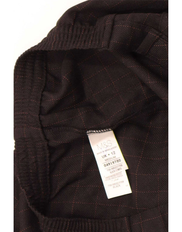 Marks & Spencer Womens Casual Trousers UK 12 Medium W32 L29 Black Check