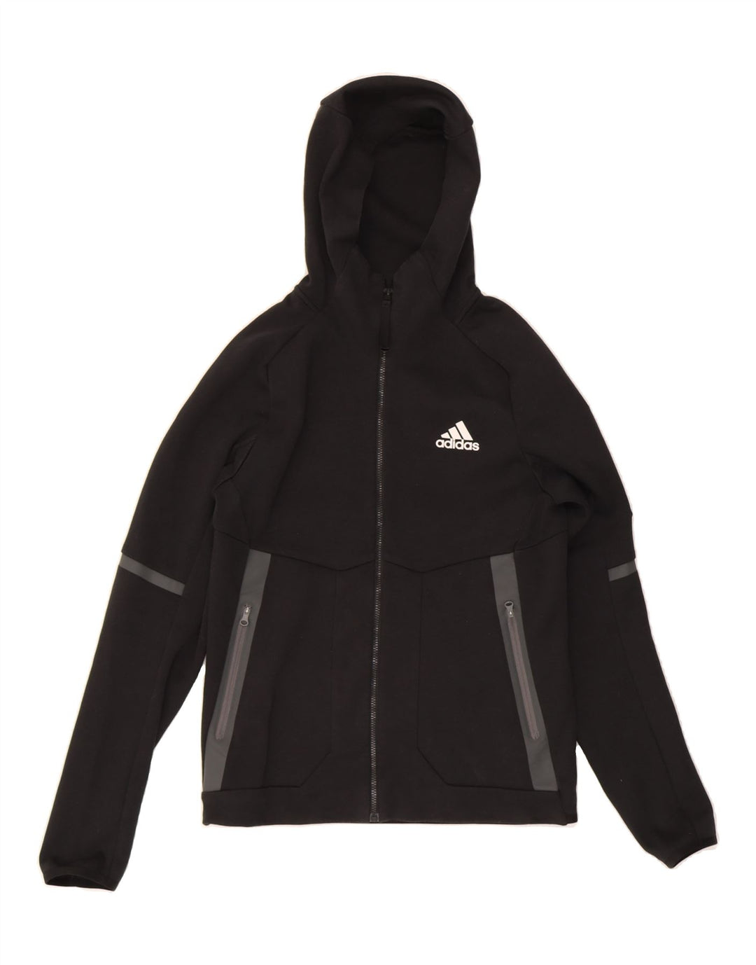 ADIDAS Mens Zip Hoodie Sweater Small Black Cotton Vintage Adidas and Second-Hand Adidas from Messina Hembry 