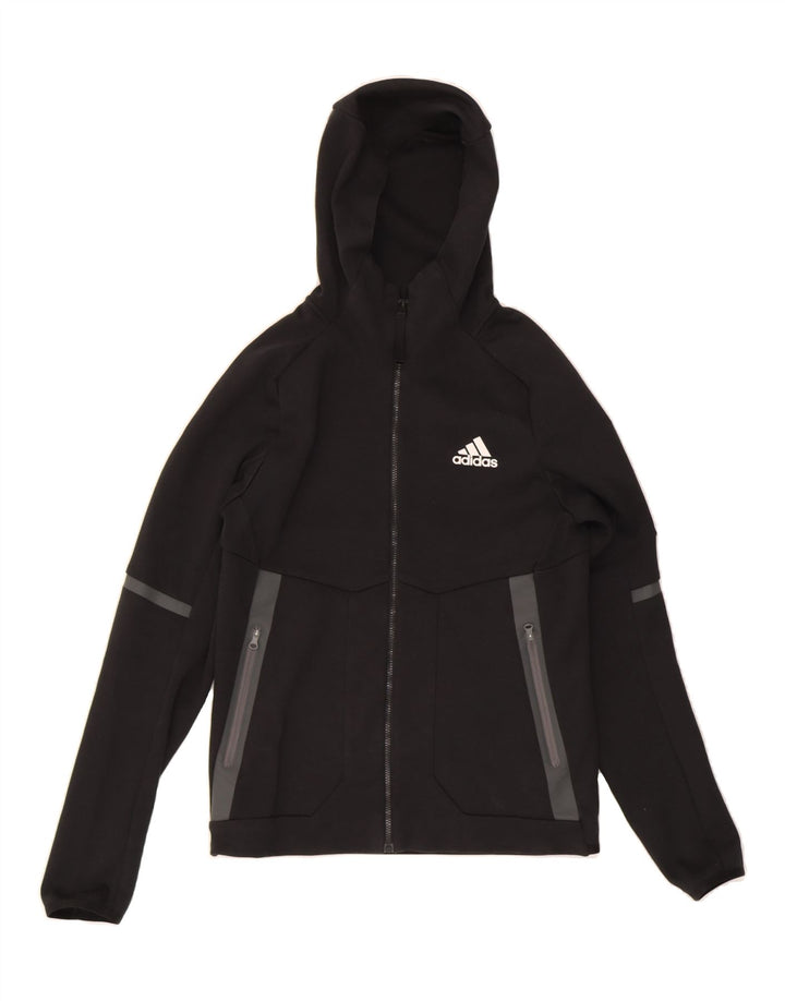 ADIDAS Mens Zip Hoodie Sweater Small Black Cotton Vintage Adidas and Second-Hand Adidas from Messina Hembry 