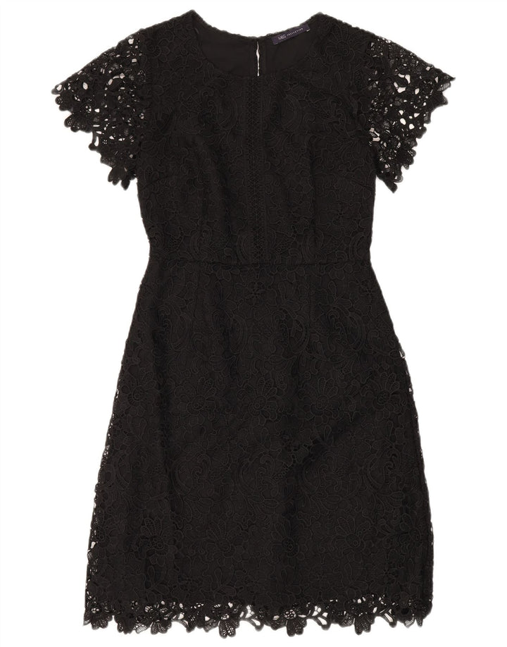 Marks & Spencer Womens Lace Sheath Dress UK 8 Small Black Floral Polyester