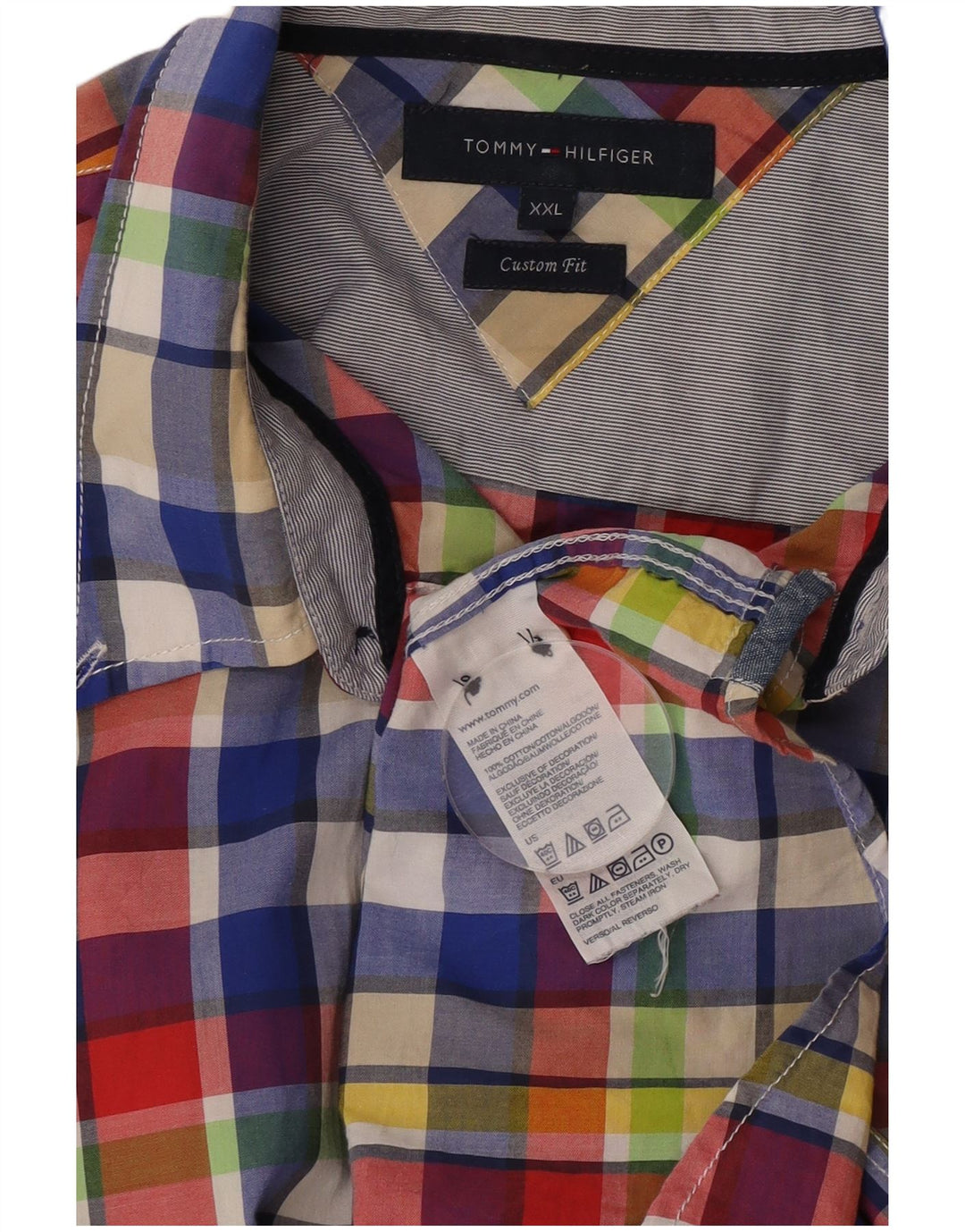 Tommy Hilfiger Mens Custom Fit Shirt 2XL Multicoloured Check Cotton