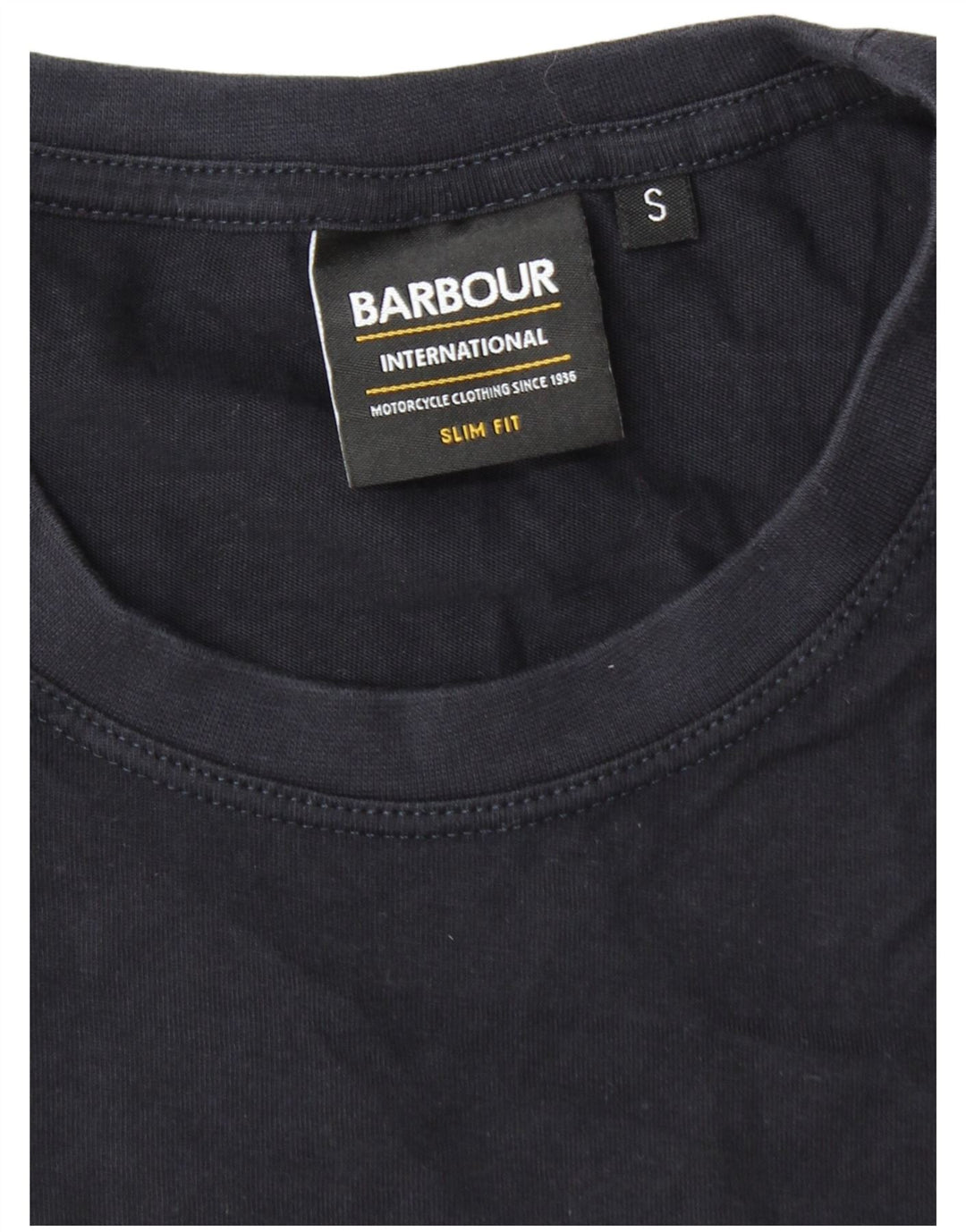 BARBOUR Mens Slim Fit T-Shirt Top Small Navy Blue Cotton