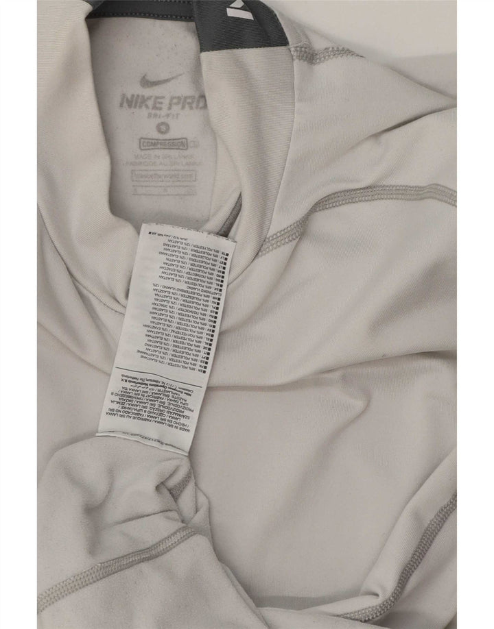 Nike Mens Dri Fit Graphic Top Long Sleeve Small Grey Polyester