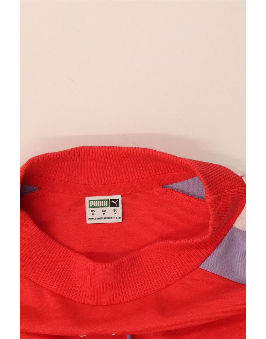 Puma Womens Crop Graphic Sweatshirt Jumper UK 14 Medium Red Colourblock
