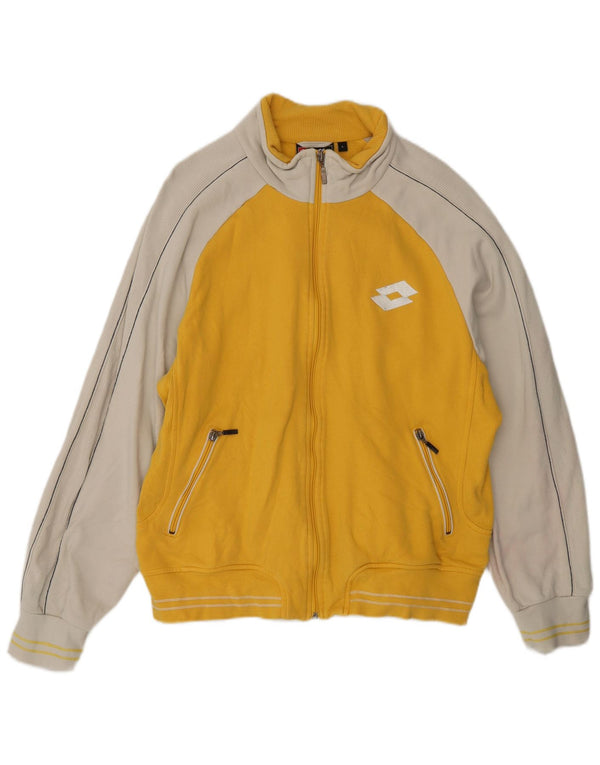 LOTTO Womens Tracksuit Top Jacket UK 16 Large Yellow Colourblock