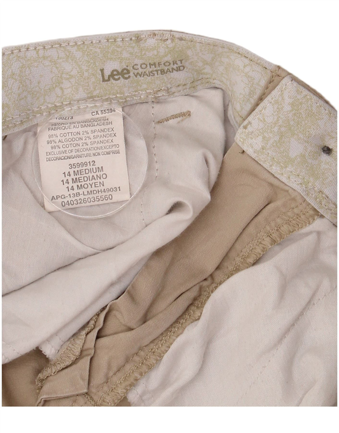 Lee Womens Cargo Shorts US 14 XL W34  Beige Cotton