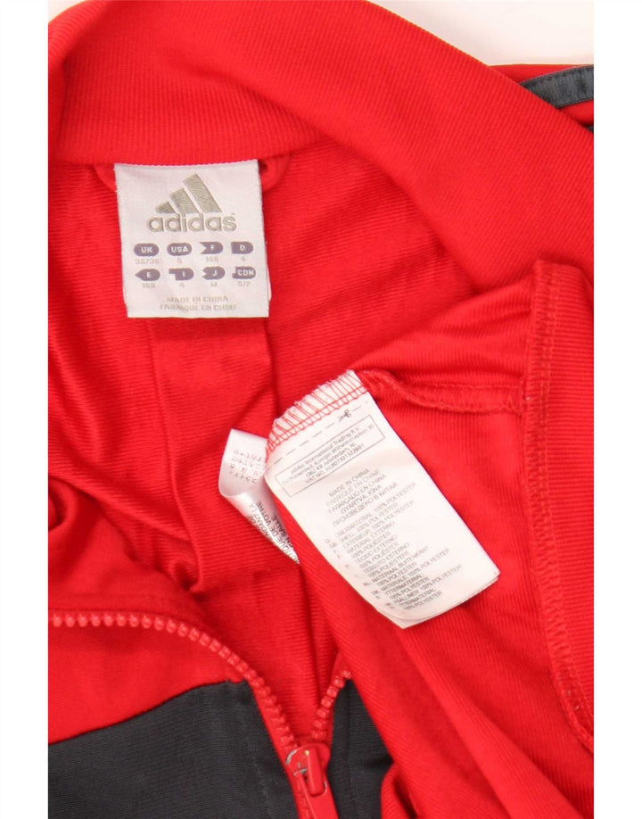 Adidas Mens Tracksuit Top Jacket UK 36/38 Small Red Colourblock Polyester