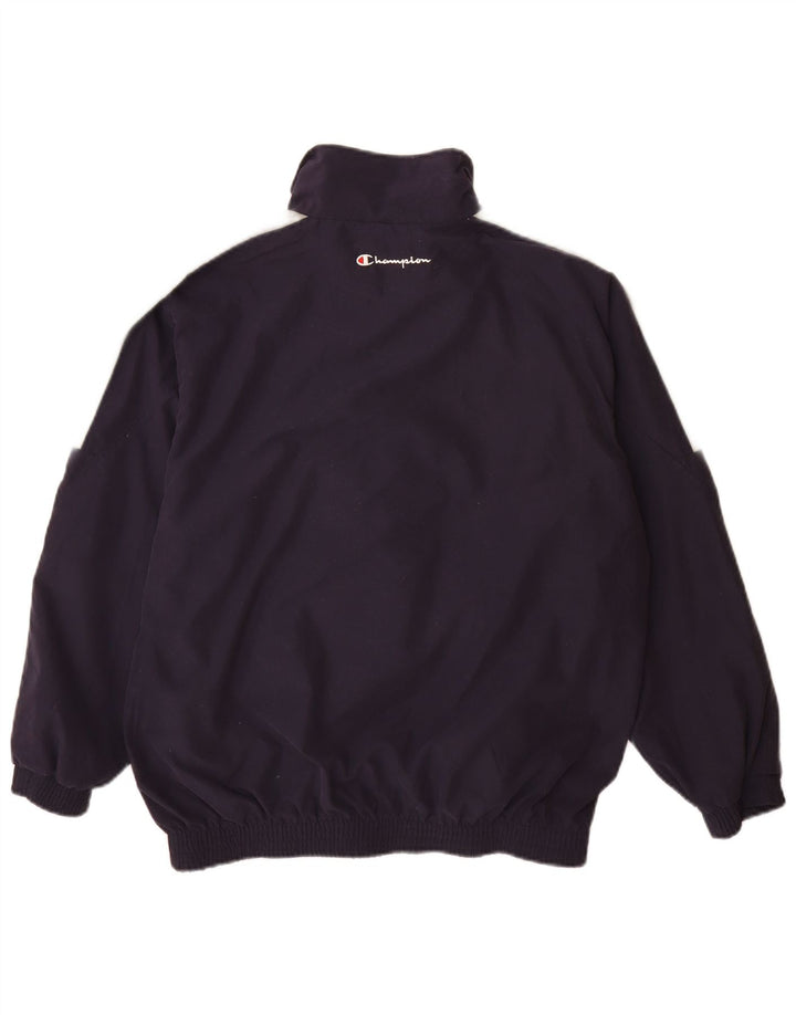 Champion Mens Tracksuit Top Jacket Medium Navy Blue Colourblock Polyester