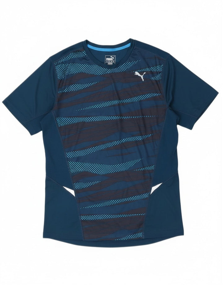Puma Mens Graphic T-Shirt Top Medium Blue Geometric Polyester