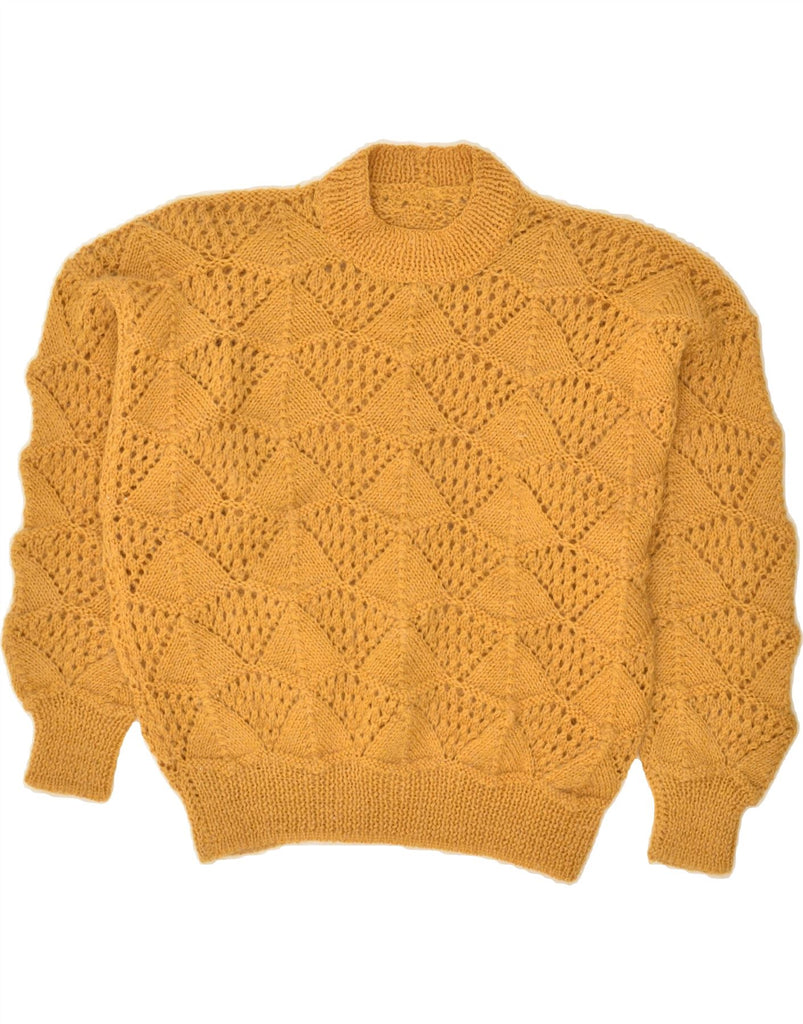 VINTAGE Womens Crew Neck Jumper Sweater UK 14 Medium Yellow Vintage Vintage and Second-Hand Vintage from Messina Hembry 