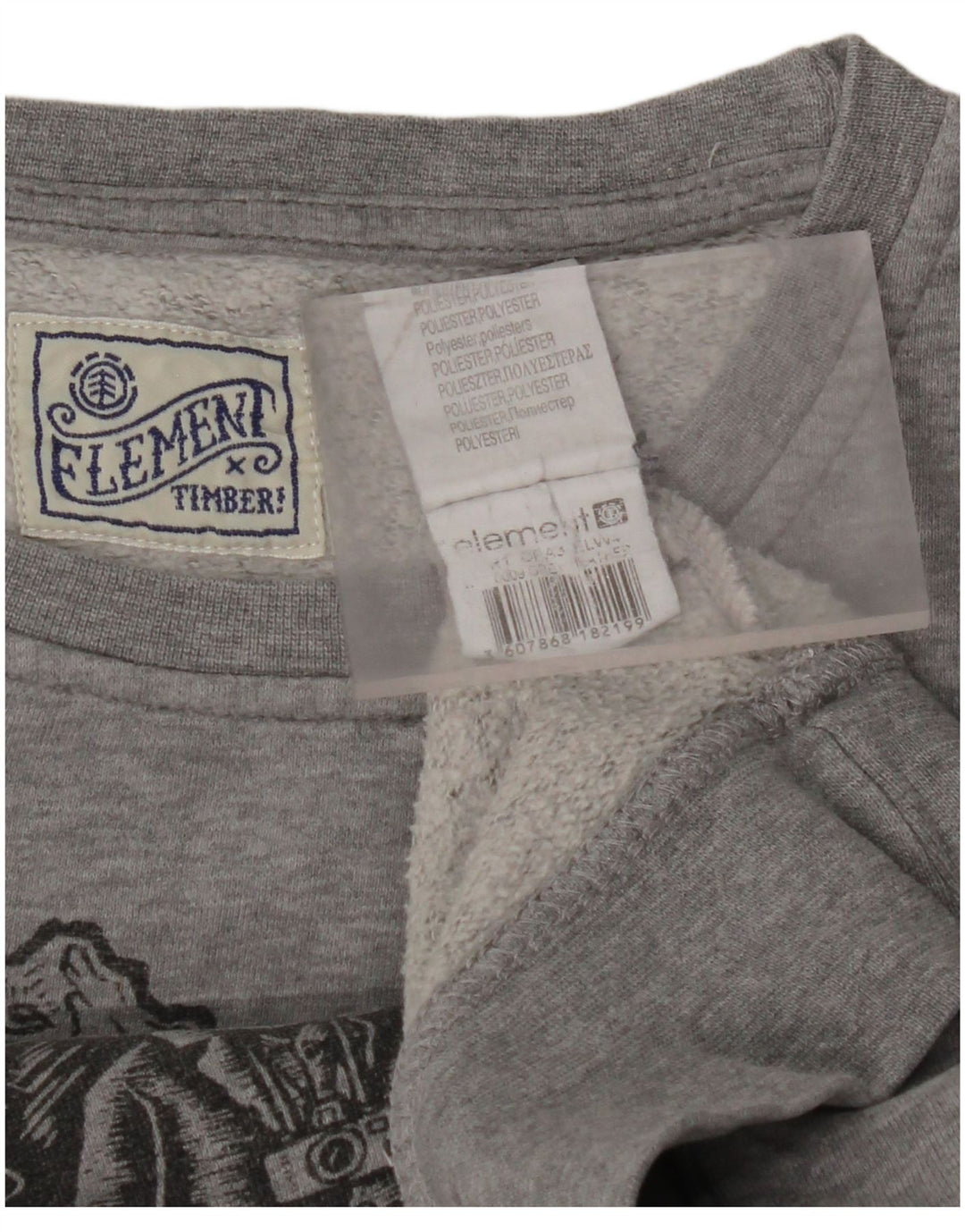 ELEMENT Mens Graphic Sweatshirt Jumper Large Grey Cotton