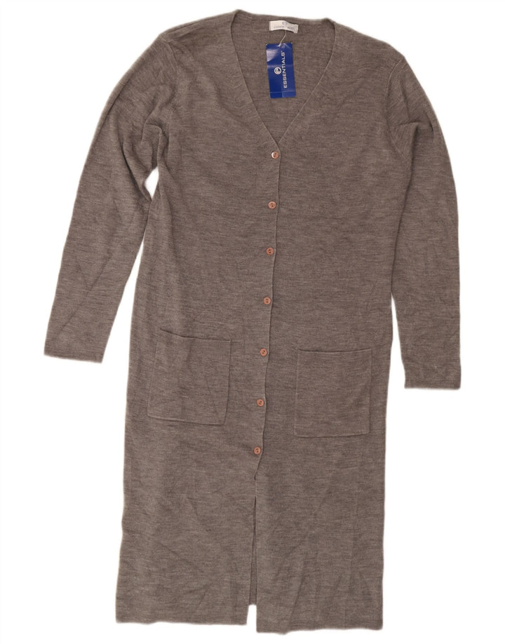 Essentials Womens Longline Cardigan Sweater UK 14/16 Large Grey Acrylic