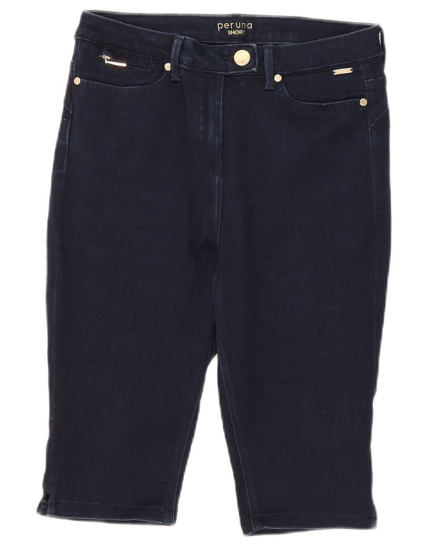 Marks & Spencer Womens Per Una Denim Shorts UK 12 Medium W30 Navy Blue