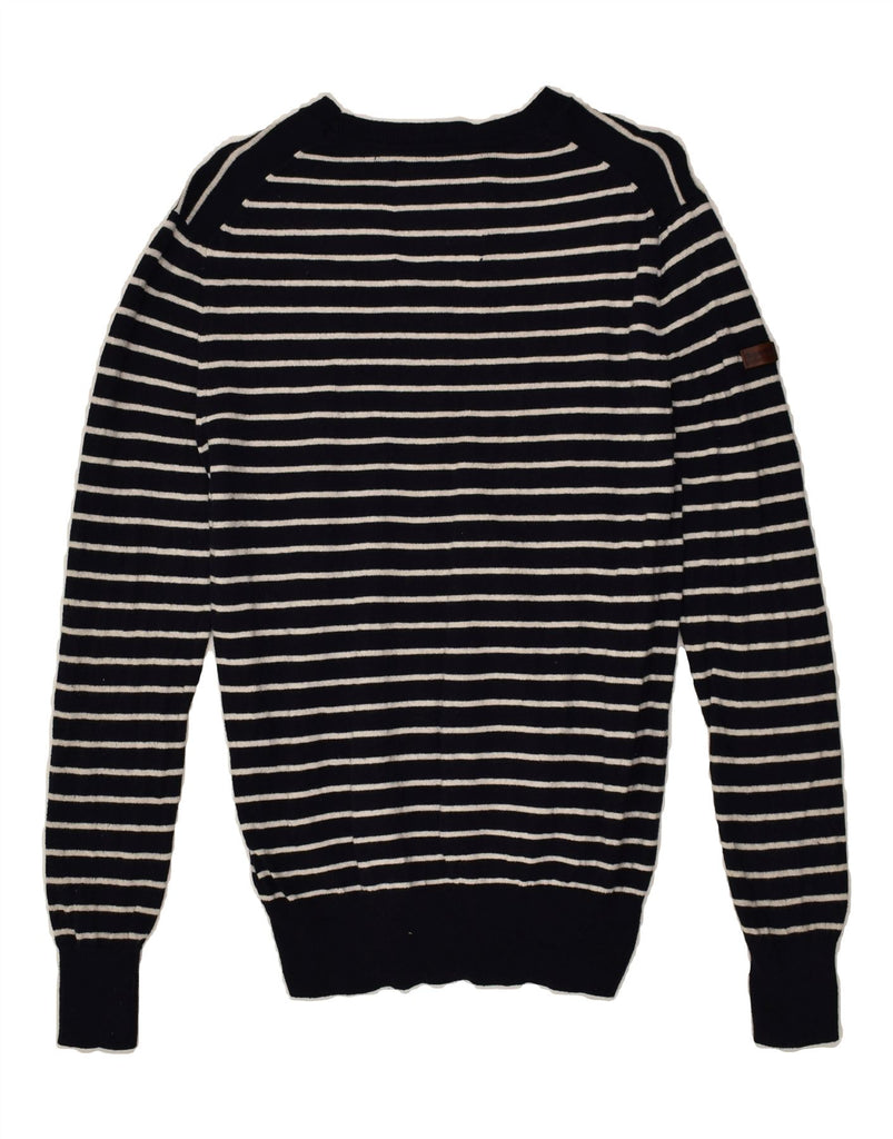 SUPERDRY Womens Crew Neck Jumper Sweater UK 12 Medium Navy Blue Striped | Vintage Superdry | Thrift | Second-Hand Superdry | Used Clothing | Messina Hembry 